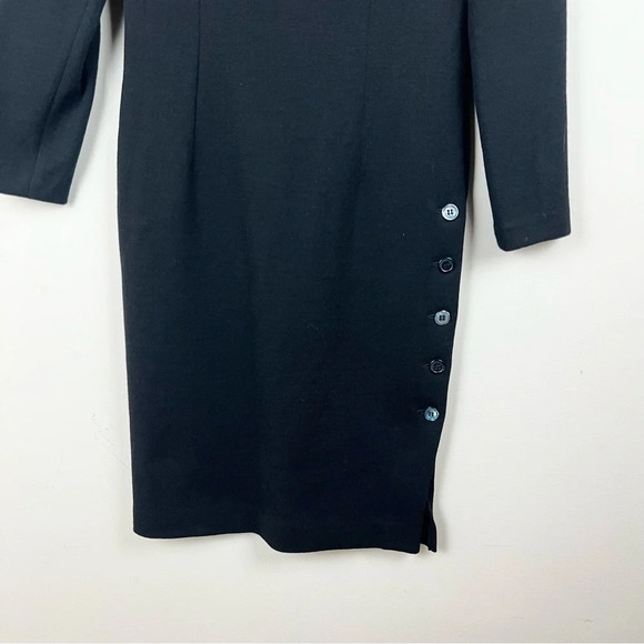 Vintage Knit Wool Black Dress Career Office Professional Small Chic Classic - Picture 4 of 13